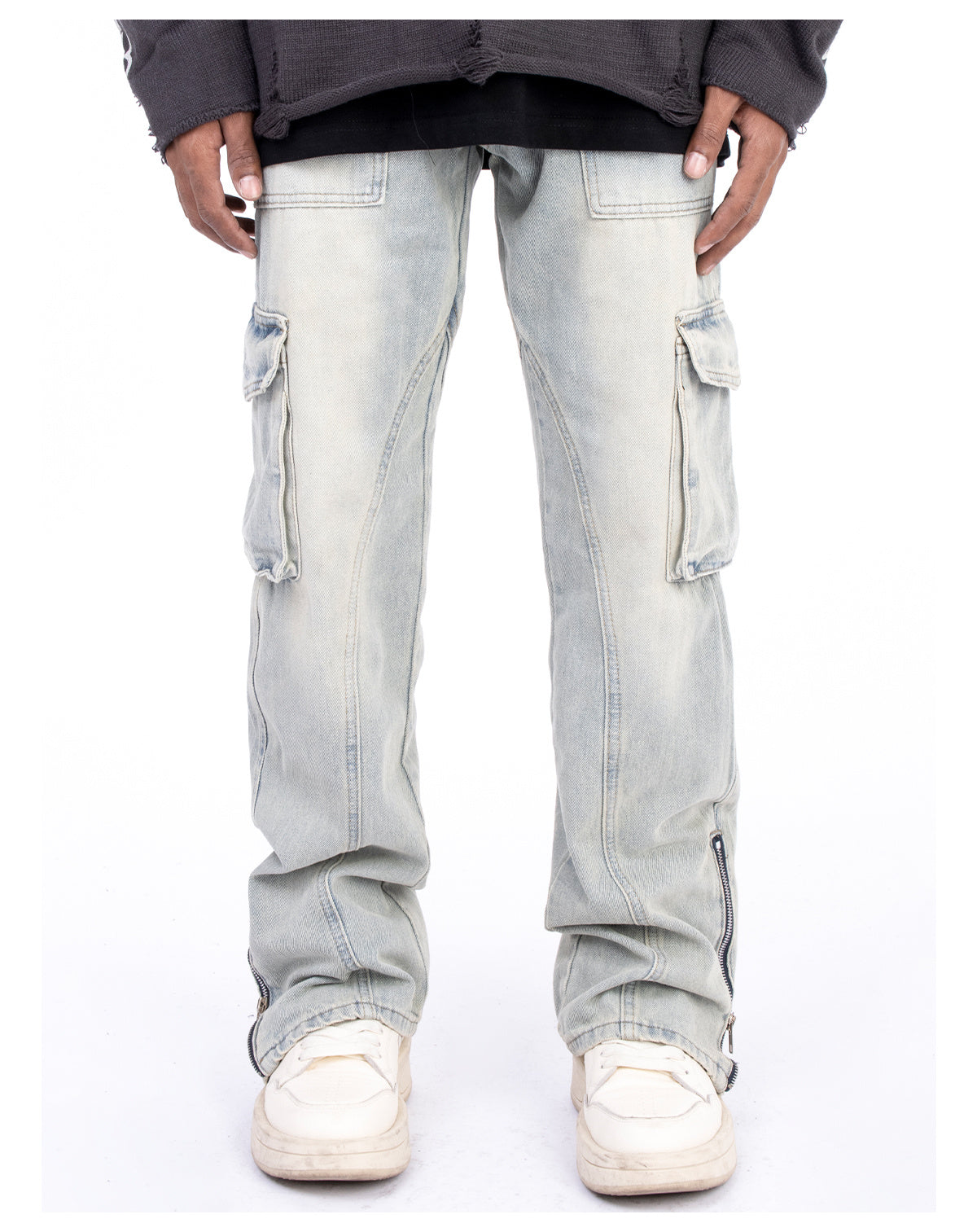 Men's Loose Jeans in Military Style