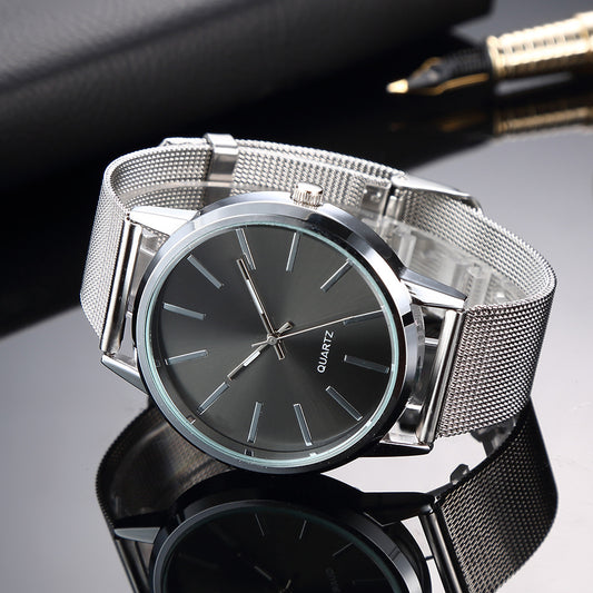 Reloj de cuarzo ultrafino de acero inoxidable estilo coreano para hombre