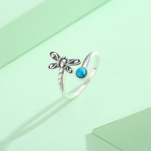 Sterling Silver Dragonfly Turquoise Ring