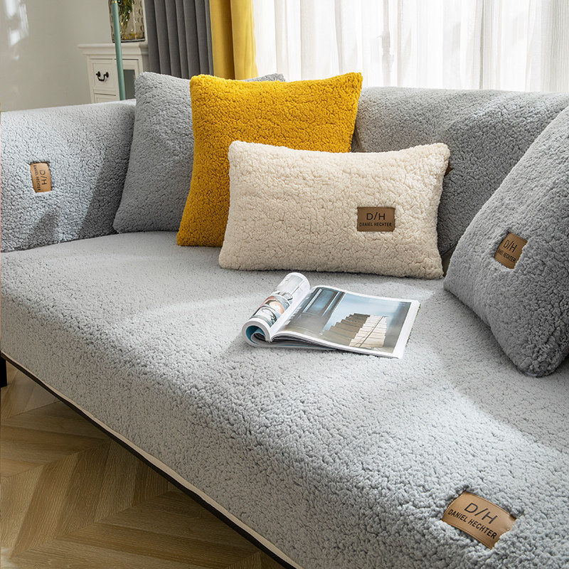 Modern Winter Lamb Wool Sofa Cover