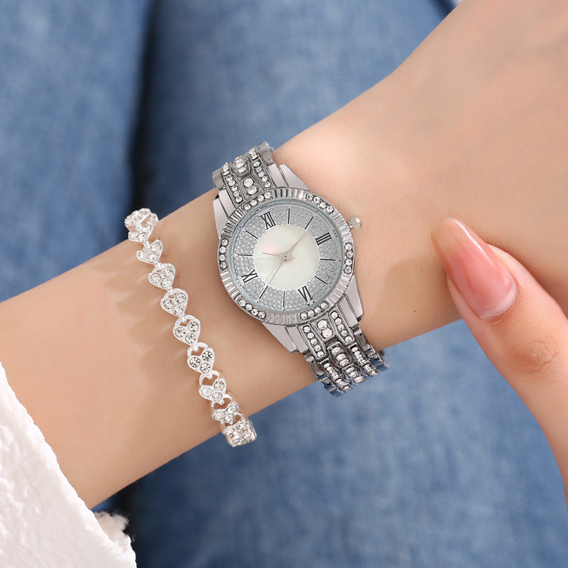 Reloj de cuarzo para mujer adornado con diamantes de imitación