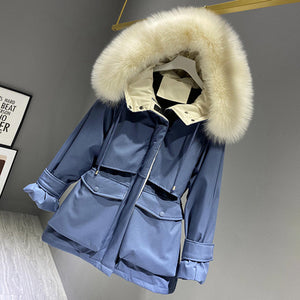 Women's Winter Jacket With Fur And Pockets