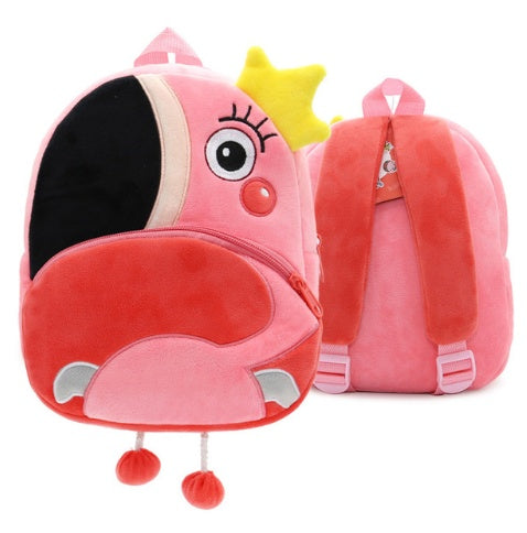 Cartoon Rainbow Design School Backpack - Soft Plush Material for Toddler Girls in Kindergarten