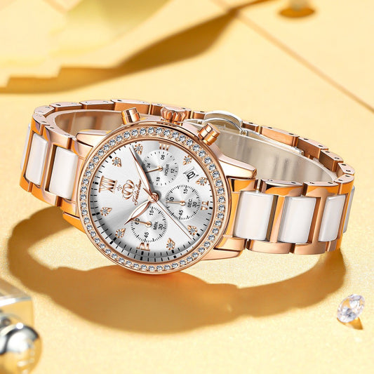 Reloj de mujer resistente al agua con cuarzo y diamantes de imitación