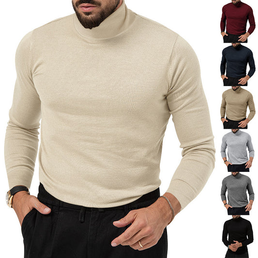 Men's Monochrome Tapered High Collar Sweater