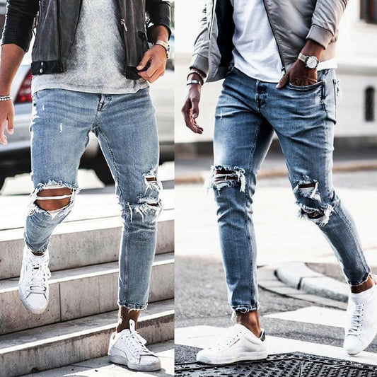 Men's Slim Ripped Trendy Skinny Jeans