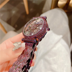 Reloj redondo para mujer con diamantes de imitación
