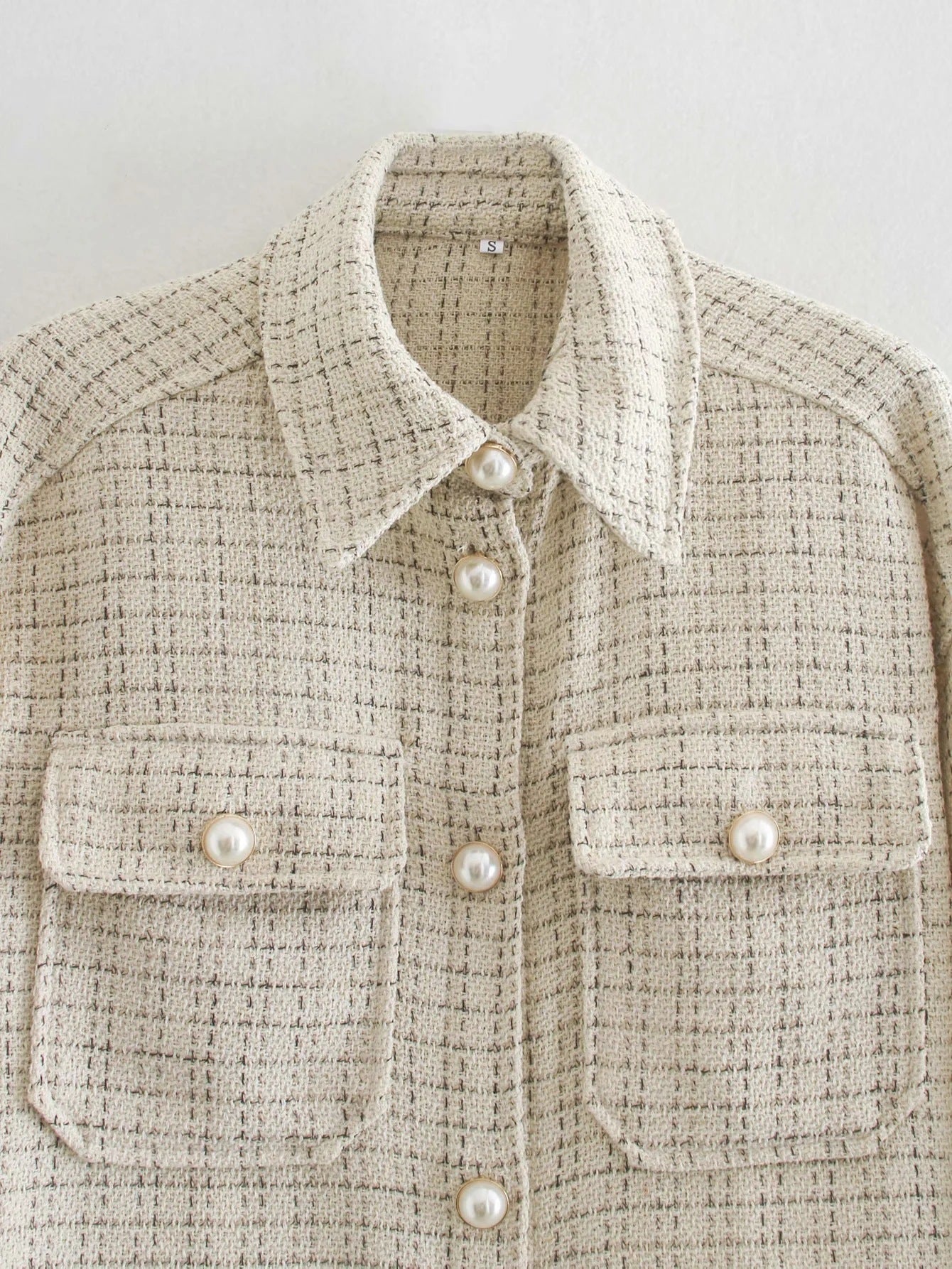 Women's Shirt Cardigan With Pearl Buttons