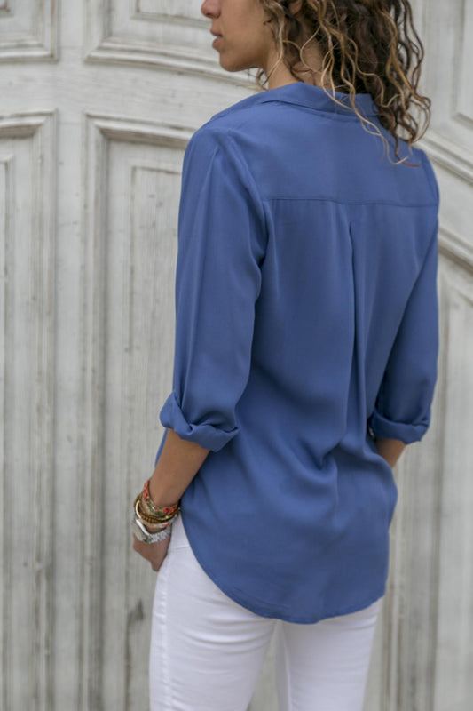 Women's Long Sleeve  Lapel Button Shirt
