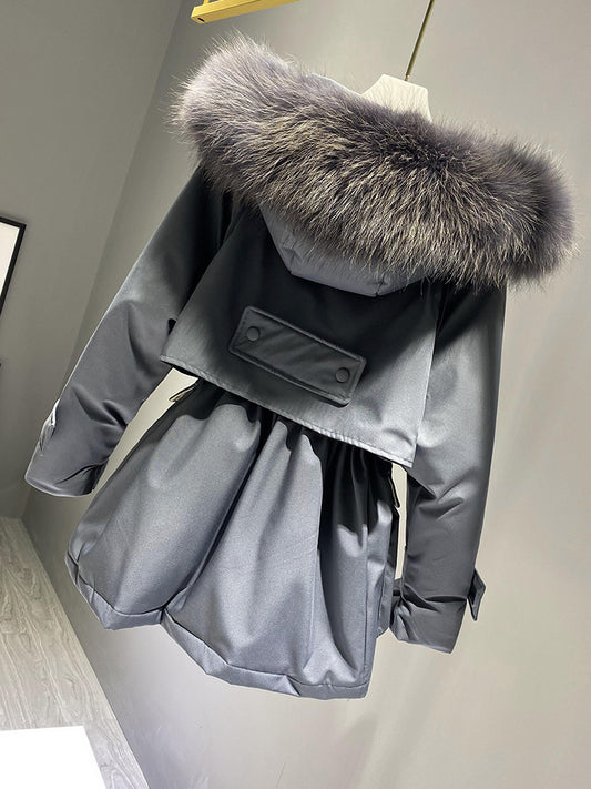 Damen Winterjacke mit Fell und Taschen