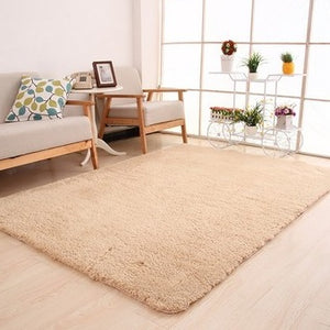 Fluffy White Living Room Rug