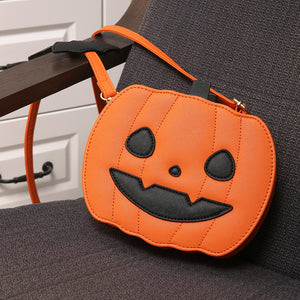 Pumpkin Cartoon Crossbody Bag - Halloween 2023, Bat Design, Creative Female Shoulder Bag