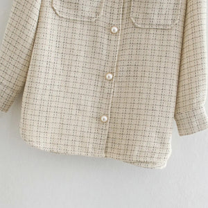 Women's Shirt Cardigan With Pearl Buttons