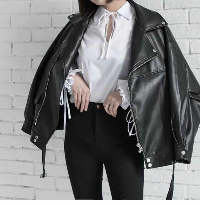 Women's Leather Oversize Jacket