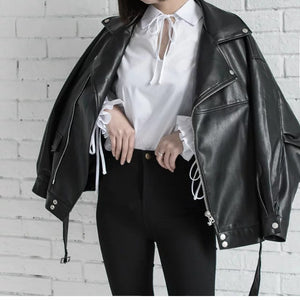 Women's Leather Oversize Jacket