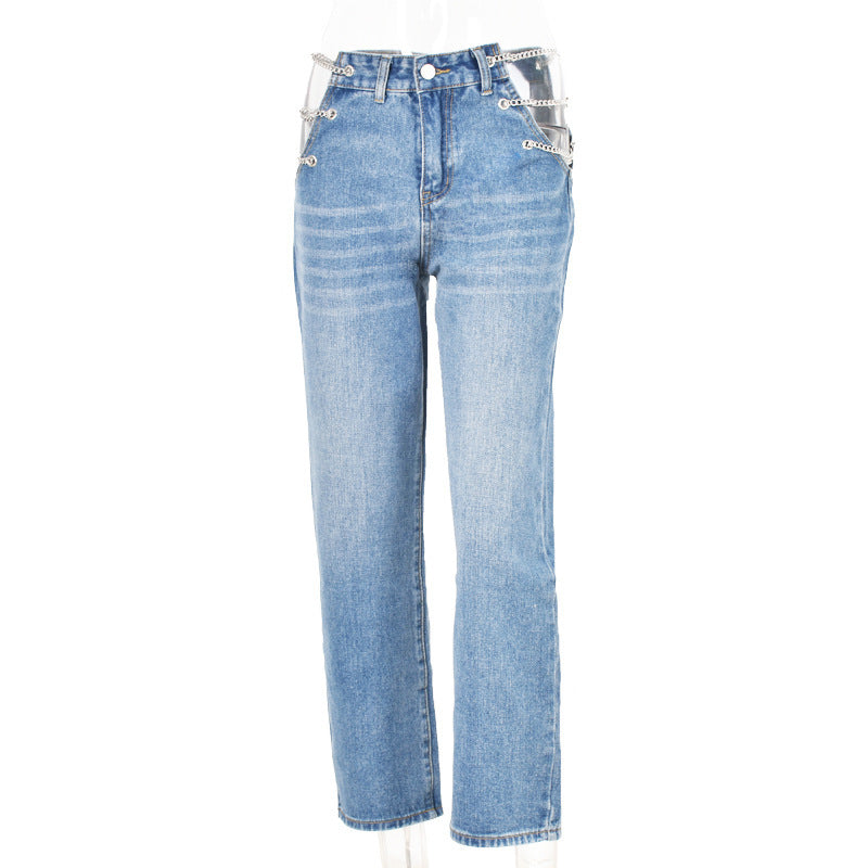 Simple Women's High Waist Jeans