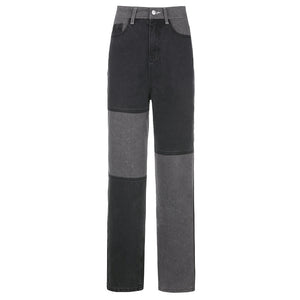 Women's Jeans with High Waist and Contrast Stitching