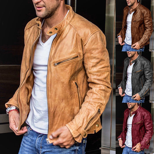 Chaqueta de cuero para hombre con rendimiento clásico