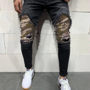 Men's Ripped Jeans with Fashionable Inserts