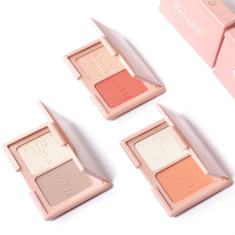 Two-Tone Delicate Natural Blush Highlighter Powder Repairing Palette