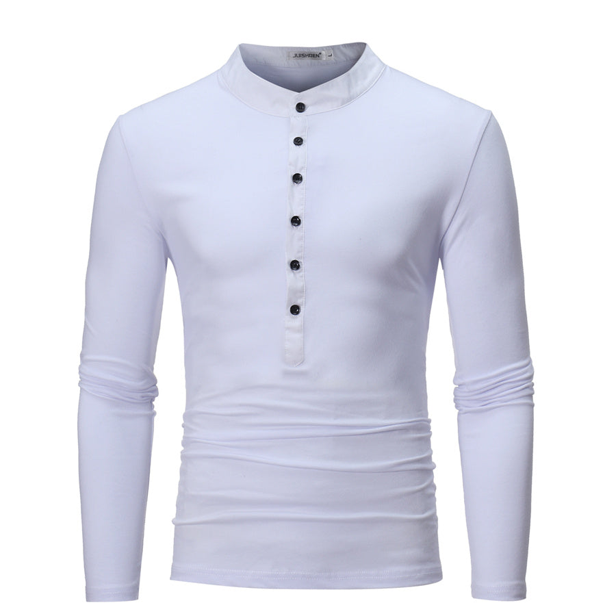 Men's Long Sleeved T-Shirt With Buttons