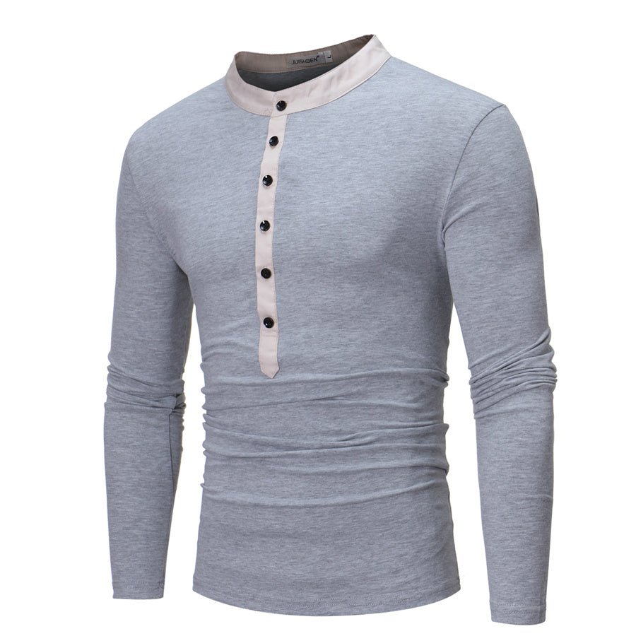 Men's Long Sleeved T-Shirt With Buttons