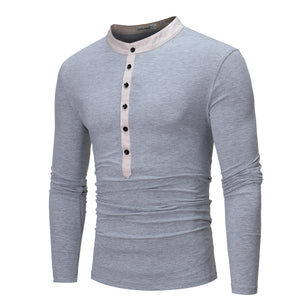 Men's Long Sleeved T-Shirt With Buttons