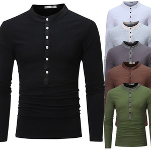 Men's Long Sleeved T-Shirt With Buttons