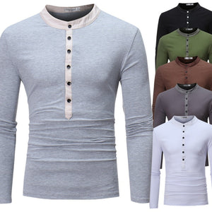 Men's Long Sleeved T-Shirt With Buttons