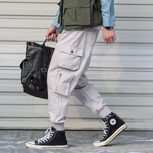 Men's Casual Wide Military Style Cargo Trousers with Multipockets