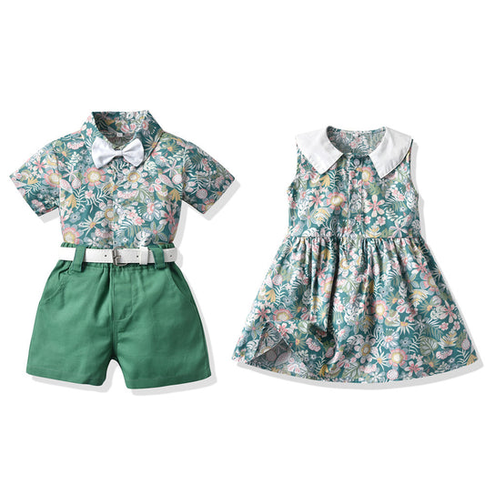 Suit for Siblings: Beach Style Printed Children's Clothing