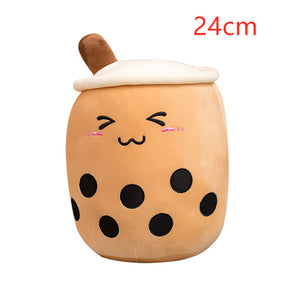 Juguete de taza de té Boba de felpa suave, bonito diseño de bebida de frutas, almohada de té de burbujas para niños