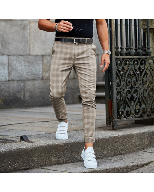 Men's Casual Classic Tapered Trousers in English Style