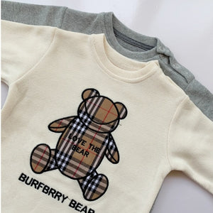 Karierter Baby-Strampler für Jungen und Mädchen mit Bären-Design