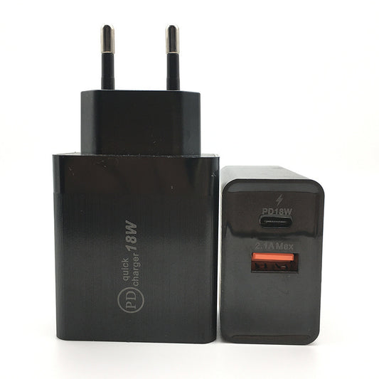 Cargador USB tipo C de carga rápida USB-C de 18W Adaptador de carga rápida con enchufe estadounidense