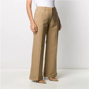 Women's Brown Classic Wide-Breasted Pants