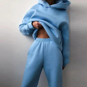 Women's Casual Warm Suit With Hoodie