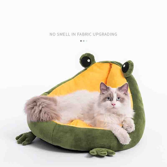 Frog Nest Winter Warm Semi-Enclosed Pet Bed Cat Bed