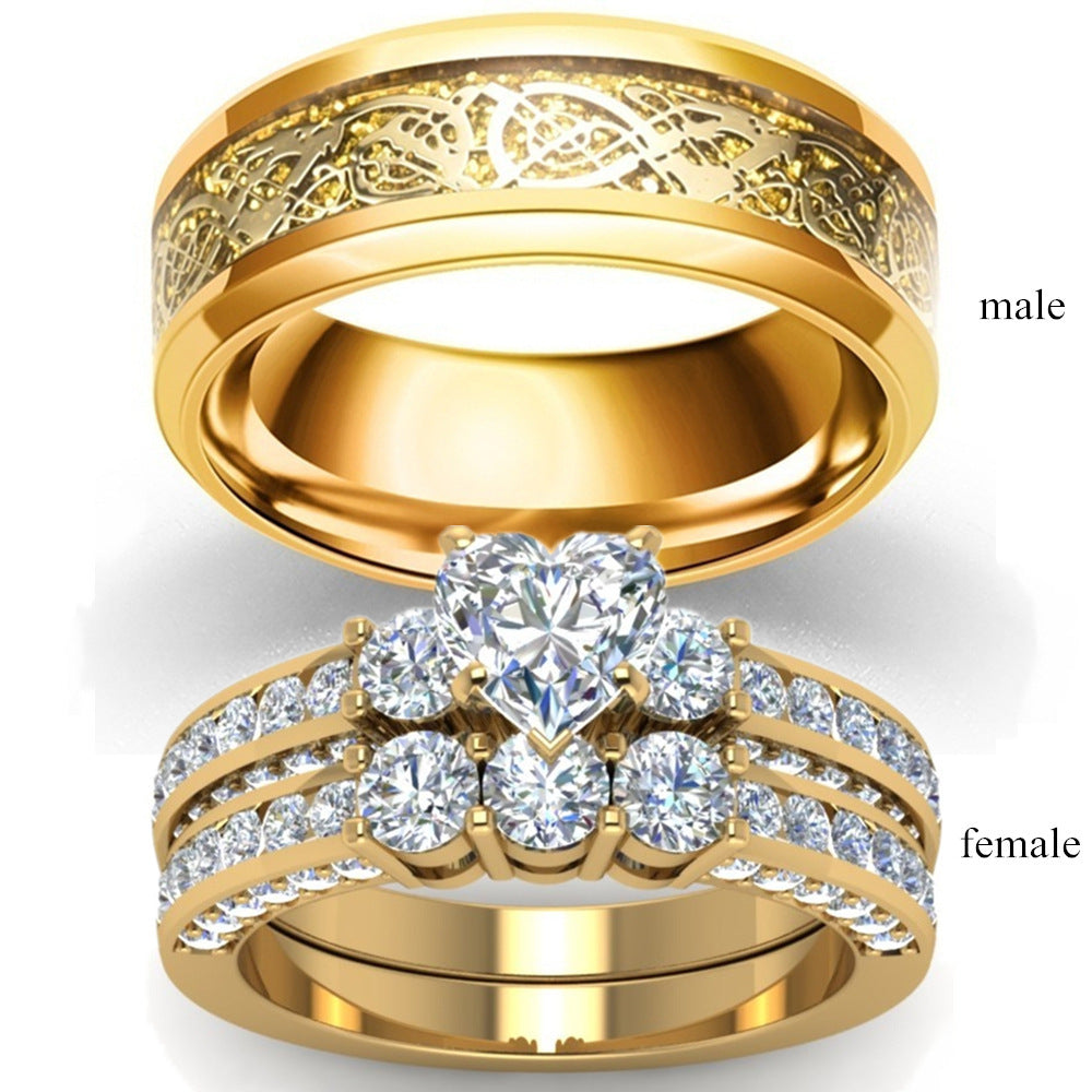 Zirkon Gold Drachenring Ring für Paare