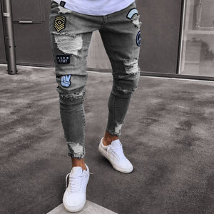 Men's Youth Ripped Jeans with Interesting Inserts