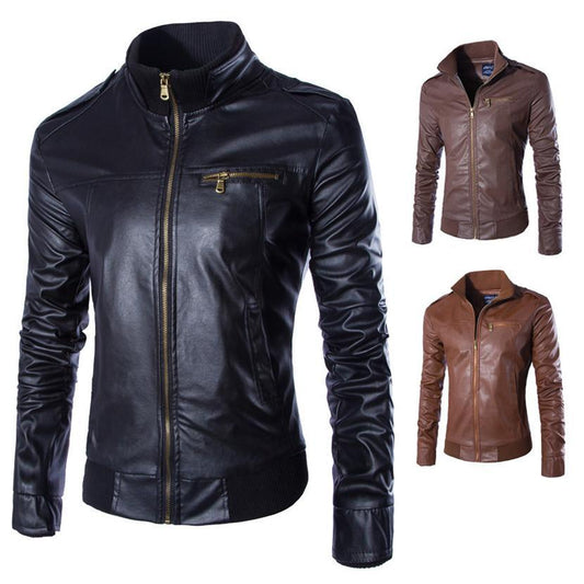 Klassische Leder-Bikerjacke für Herren