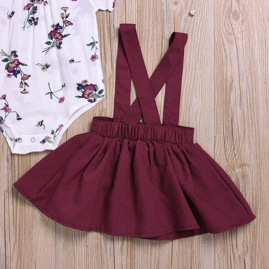Set Of Overalls With Print And Skirt For Girls