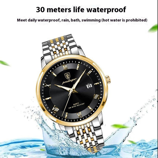 Reloj para hombre Reloj de cuarzo con calendario luminoso resistente al agua