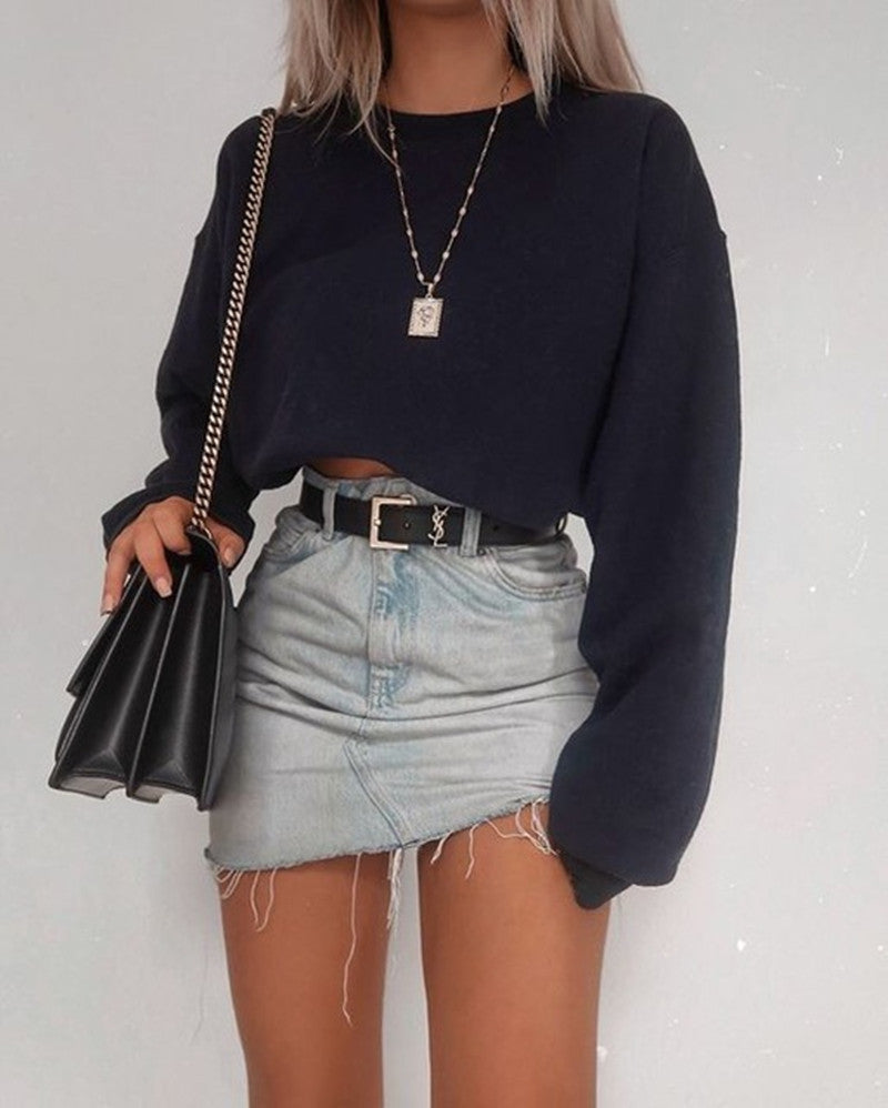 Women's Long-sleeved Crop Top