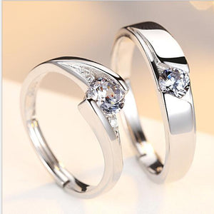 925 Silver Couple Rings: Simulated Diamond