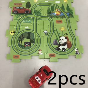 Children Puzzle Electric Railroad Speeder DIY Assembly Electric Car Automatic Rail City Scene Construction Education Toy Gift