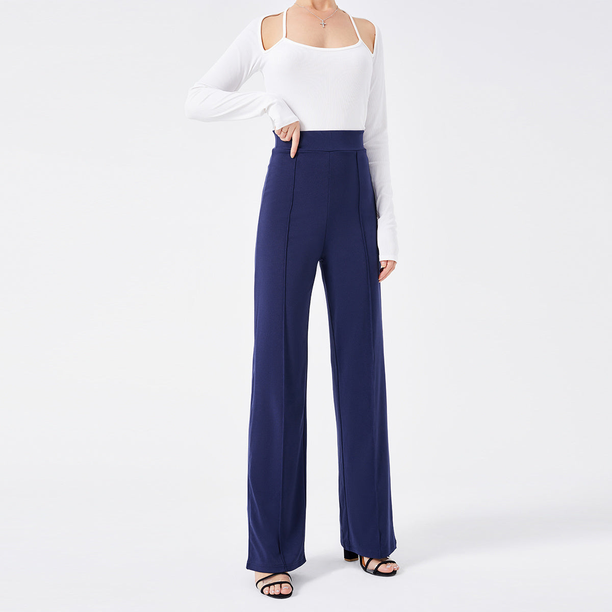 Woman's Solid Color  Slim High-waisted Bell Bottoms Pants