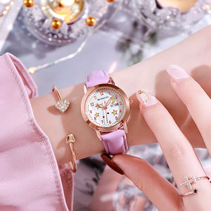 Casual Women's Round Watch With Leather Strap