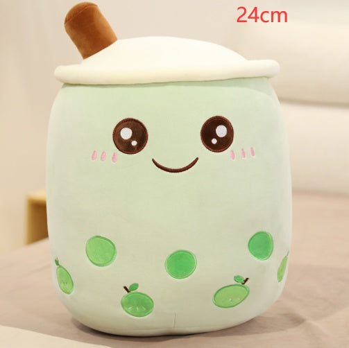 Juguete de taza de té Boba de felpa suave, bonito diseño de bebida de frutas, almohada de té de burbujas para niños