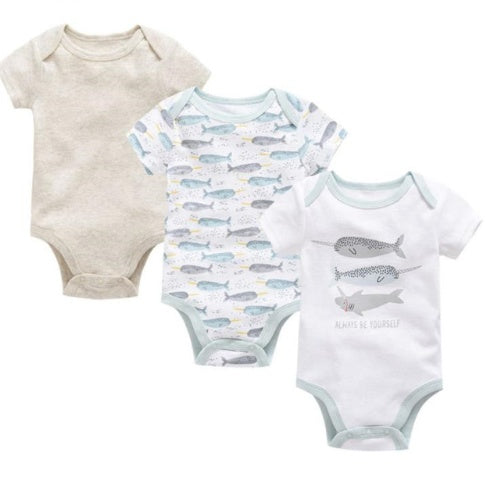 New Cotton Short-Sleeved Baby Onesies Three-Piece Suit
